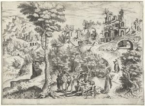Landscape with the Good Samaritan by Joannes van Doetechum (I) (attributed to)