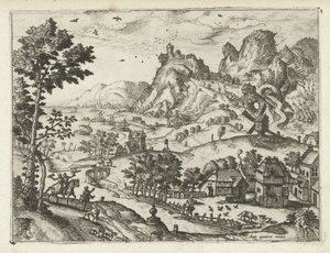 Landscape with Falconry by Joannes van Doetechum (I) (attributed to)