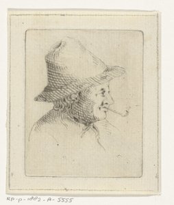 Bust of a Farmer with Hat and Pipe, in Profile