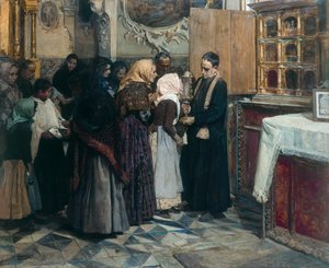Kissing the Relic by Joaquín Sorolla