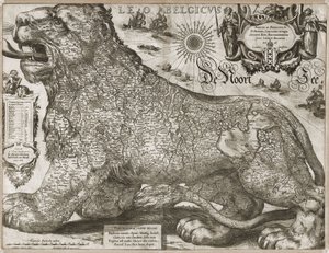 Leo Belgicus - map of the Low Countries (1611) by Jodocus Hondius