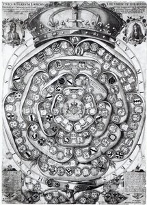 The Union of the Roses of the Families of Lancaster and York, 1589 by Jodocus Hondius
