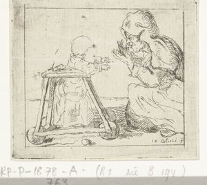 Woman with Child in Walker by Johan Antoni Kauclitz Colizzi
