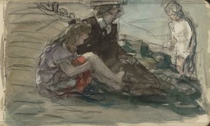 Woman with Two Children by the Waterside