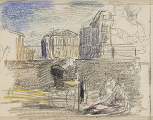 Seated Figures by a Pram