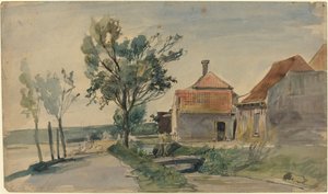 A Stream Running between Houses and a Road by Johan Barthold Jongkind