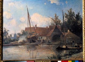 Dutch Landscape with a Big Boat Caulking