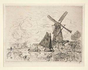 Mills in Holland by Johan Barthold Jongkind