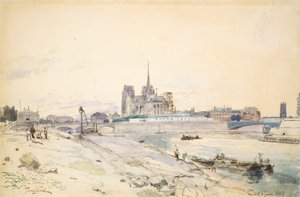 Notre Dame of Paris Seen from the Quai de la Tournelle by Johan Barthold Jongkind