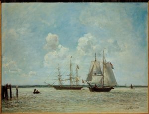 Sailboats on the Scheldt near Antwerp