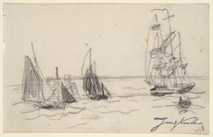 Small Sailboats and a Three-Master