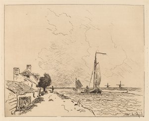 Two Boats at Sail by Johan Barthold Jongkind