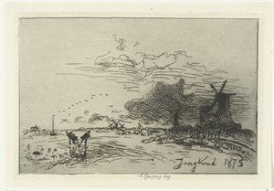 Winter Landscape Near Rotterdam by Johan Barthold Jongkind