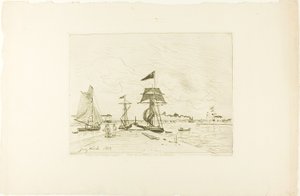 Wooden Pier, Honfleur Port by Johan Barthold Jongkind