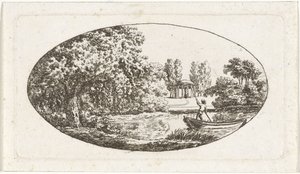 Pond with a Temple and Statue on the Opposite Side