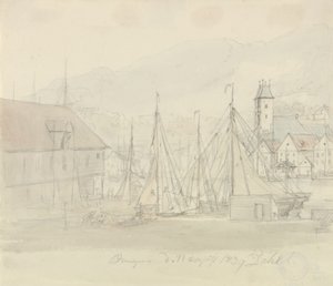 Bergen Harbour by Johan Christian Dahl