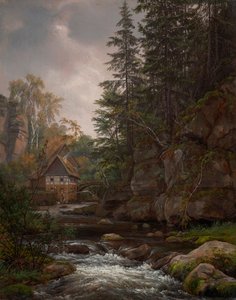 The Lochmühle in the Liebethal Valley by Johan Christian Dahl