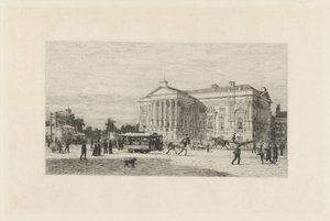 View of Leidseplein in Amsterdam by Johan Conrad Greive