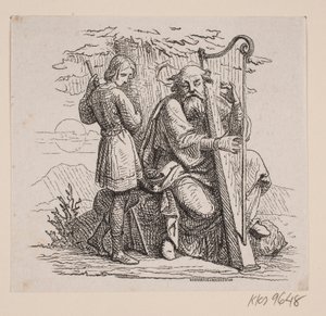 An Old Harp Player and a Boy Under a Tree by Johan Frederik Rosenstand