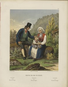 Illustration from the book Selected Norwegian National Costumes by unknown author and published by Chr. Tønsberg (1861)