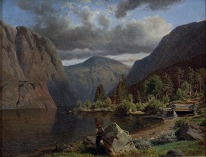 Man in Fjord Landscape
