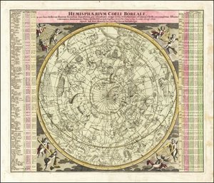 1730 celestial map of the Northern Hemisphere Sky by Johan Gabriel Doppelmayr