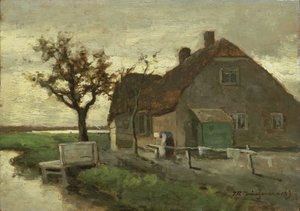 Farmhouse by a Canal by Johan Hendrik Weissenbruch