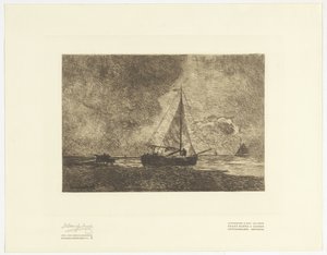 Beach Scene with Sailing Ships by Johan Hendrik Weissenbruch
