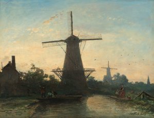 Mills near Rotterdam by Johan Jongkind