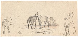 The Two Horses; Study of Horses by Johan Thomas Lundbye