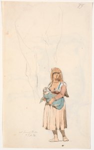 Italian Woman with Her Nursing Child, Top Pencil Study of - Probably - Horse Legs