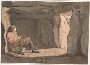 Lorents Frølich Sitting in a Passage Grave by Johan Thomas Lundbye