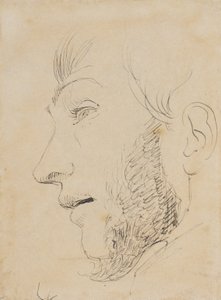 Portrait of a Man in Profile Facing Left, Seen from Below by Johan Thomas Lundbye