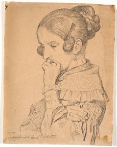 Portrait of a Young Lady, 3/4 Profile to the Left by Johan Thomas Lundbye