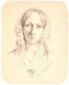 Portrait of a Young Woman, Possibly Louise Marie Neergaard (1816-1895) by Johan Thomas Lundbye