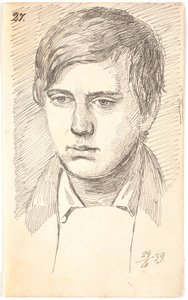 Portrait of a Young Man, Full Face by Johan Thomas Lundbye