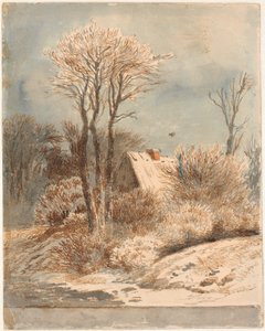 Snowy Landscape with House Among Trees by Johan Thomas Lundbye
