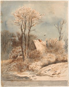 Snowy Landscape with House Among Trees