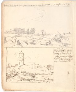 Stone Setting at Rakløv on Refsnæs. Drawing Made Directly in the Notebook Page 10 by Johan Thomas Lundbye