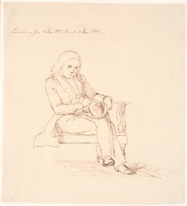 Thorvaldsen Sitting on a Sofa by Johan Thomas Lundbye