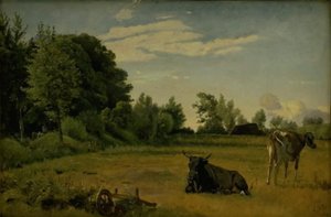 Two Cows in a Field near Vognserup Manor, Zealand by Johan Thomas Lundbye