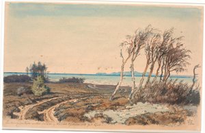 View towards Kullen from the Coast between Odinshøj and Hornbæk by Johan Thomas Lundbye