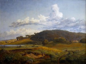 View from Vinderød towards Høbjerg near Frederiksværk, with the Home of J. Th. Lundbye
