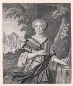 Portrait of a Woman Near a Fountain, a Rose in Her Hand by Johan Thopas