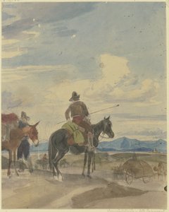 Farmer on Horseback and Mule Driver from the Roman Campagna by Johann Adam Klein