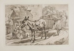 Donkey Harnessed to a Cart by Johann Adam Klein