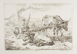 In Naples (Oxen and a Cart in Naples) by Johann Adam Klein