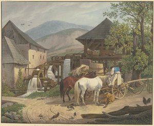 Cutting and grinding mill in the Stickelberg Valley near Wiener Neustadt on the Hungarian border by Johann Adam Klein