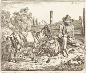 Shepherd Boy with Two Goats by Johann Adam Klein