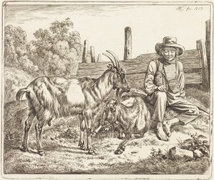 Shepherd Boy with Two Goats by Johann Adam Klein